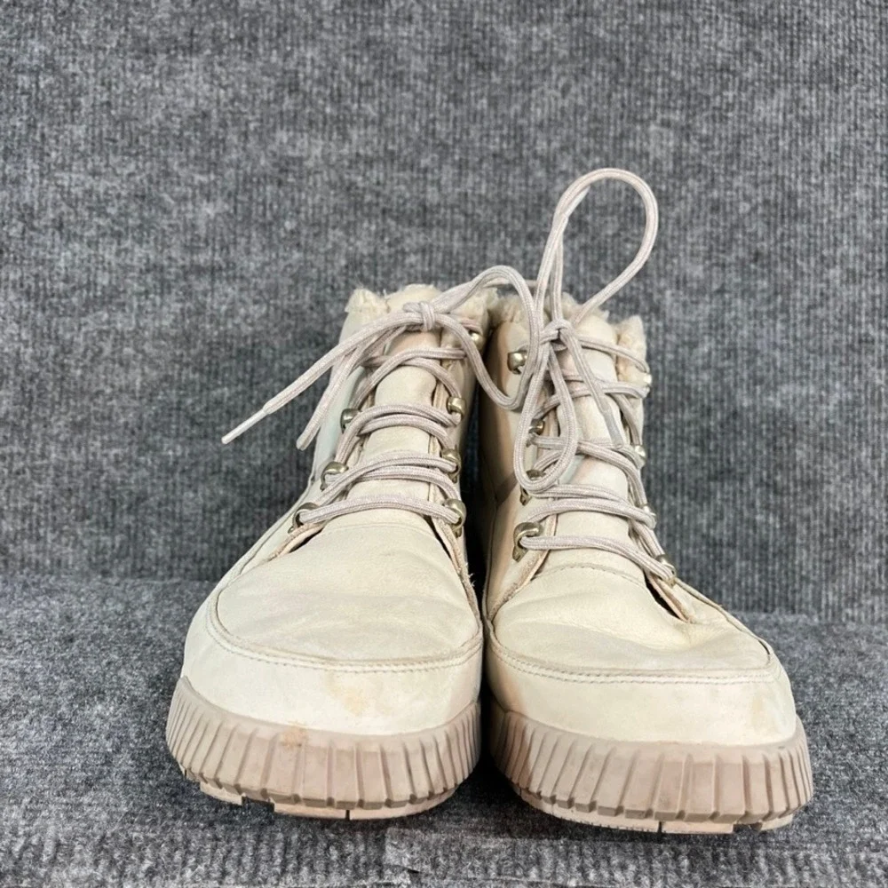 The North Face Larimer Mid Waterproof Boots Cream Tan Faux Fur Lined Women 10